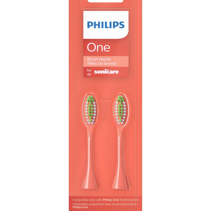 Philips One by Sonicare 2pk Brush Heads, Coral, BH1022/01