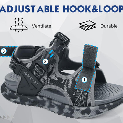 ONCAI Men's SIZE 10 US Arch Support Orthopedic Walking Sandal Breathable Mesh, GREY CAMO