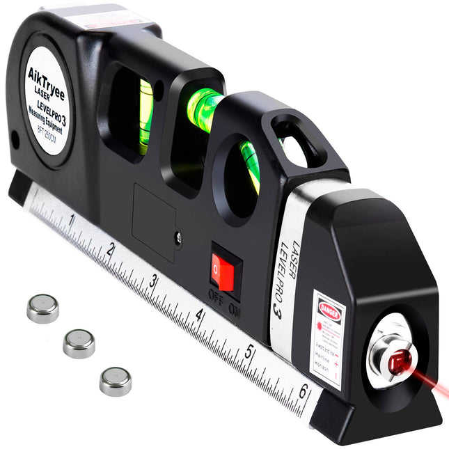 AikTryee Level PRO 3 Laser, Laser Line Leveler, Beam Tool with Metric Rulers