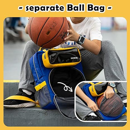 Basketball Backpack With Ball Compartment,Toddler Backpack For Boys,Kids Backpack For School 5-12 years,Waterproof Sports Bag For Soccer Volleyball Football T131