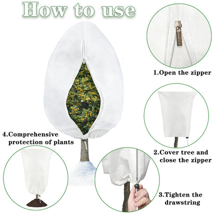 Gansita 2 Packs 80x120cm Plant Covers Tree Freeze Protection Bags Large Frost Cloth Bag Protectors with Zipper Drawstring Reusable Plant Fleece Frost Freezing Cloth Outdoor Blankets for Outdoor Tree Plants