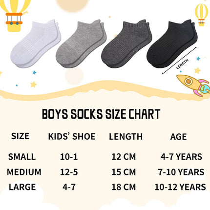 Comfoex 16 Pairs Boys Girls Socks Ankle Low Cut Athletic Cushioned Socks For Kids 4-6 6-8 8-10 Years Old