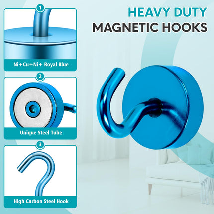 Neosmuk 6-PACK Magnetic Hooks Steel Tube Design for Cruise, 130lb+, ROYAL BLUE X004HO1UWD