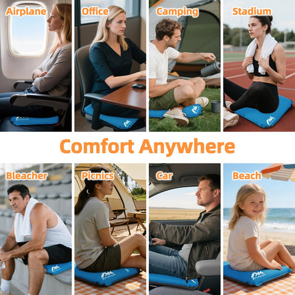 XplrKamp 1PC Self-Inflating Portable Compact Lightweight Memory Foam Seat Cushion for Airplane Travel Air, Camping, Climbing, Hiking, Office