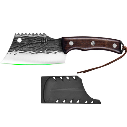 FULLHI Kitchen Knife with sheath,Meat Cleaver Knife for Meat Cutting, High Carbon Steel Forged Butcher Full Tang Chef Knife