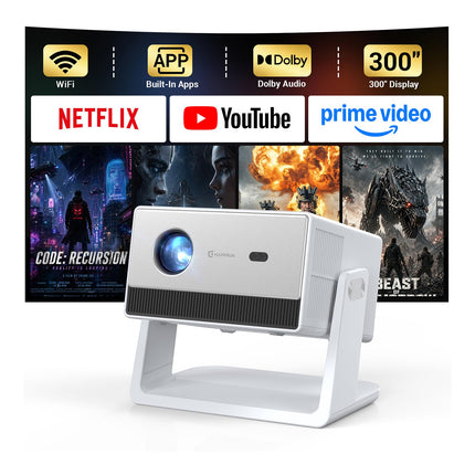 New Open HAPPRUN 1500 ANSI 4K Decoding Outdoor Projector with Built-in Streaming App