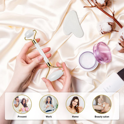 Jade Roller & Gua Sha,Face Roller,Gua Sha Facial Tool,100% Natural Jade,Anti-Aging Face Massager for Face,Eyes,Neck,Body Muscle Relaxing