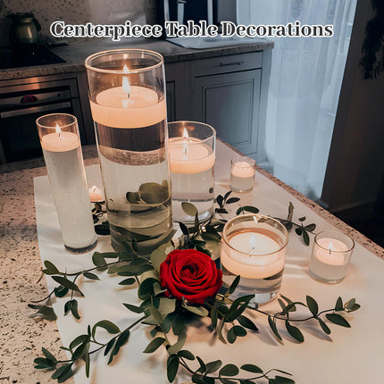 UPBUD 12PC Clear Cylinder Vases for Centerpieces | 4, 6, 8,10 Inch Tall Flower Vase for Wedding Decorations, Clear Floating Candle Vases in Bulk, Hurricane Candle Holders for Table, Home Décor