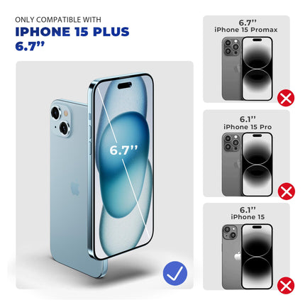 pcgaga Translucent Matte PC Cover  6.7" Magnetic Phone Case for iPhone 15 Plus [Compatible with MagSafe] [Built-in Invisible Stand] + Screen Protector, Blue
