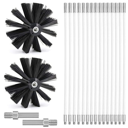 Yisowy Chimney Cleaning Brush Kit, Chimney Sweep Kit with Extension Flexible 23 Nylon Rods Dryer Vent Cleaner Kit, Fireplace Chimney Brushes, Chimney Sweeping Tool with 2 Synthetic Brush Heads
