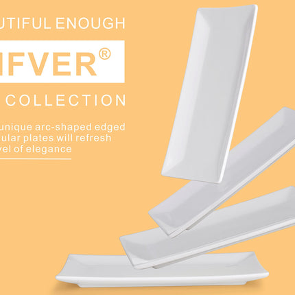 LIFVER Serving Platters, Rectangle Serving Trays, Serving Dishes for Entertaining, White Ceramic Platters for Food Party, Platter for Thanksgiving (1, 10")