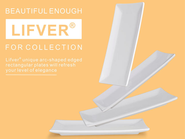 LIFVER Serving Platters, Rectangle Serving Trays, Serving Dishes for Entertaining, White Ceramic Platters for Food Party, Platter for Thanksgiving (1, 10")