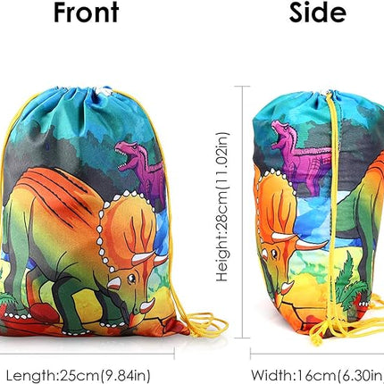12 PCS Kids Dinosaur Party Favor Bags for Birthday Party Drawstring Package Dinosaur Goody Bag Gifts T24
