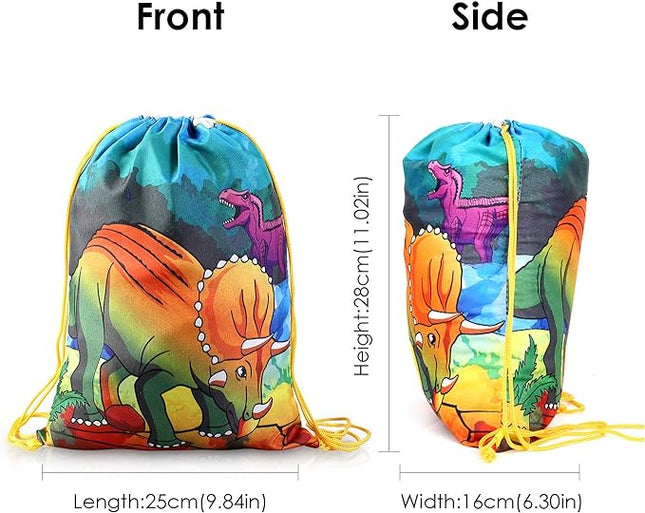 12 PCS Kids Dinosaur Party Favor Bags for Birthday Party Drawstring Package Dinosaur Goody Bag Gifts T24