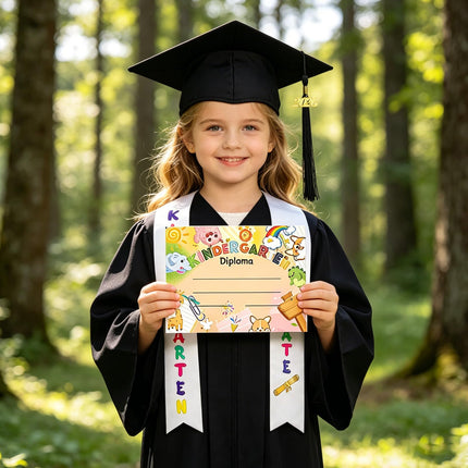 Kindergarten Graduation Gown Cap Set with 2026 Tassel,Preschool Stole and Certificate for Kindergarten (Black, 36)