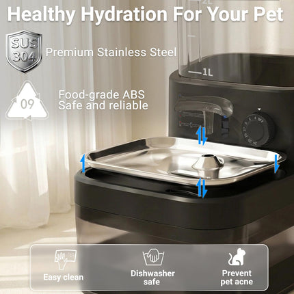 Dwarfuarm 3L Filterless Cat Water Fountain with 4000mAh Battery, BLACK