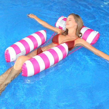 264 LB Inflatable Pool Floaties for Adults, 3 Pack Dehsiyc Water Floaties, Pool Float Noodles, Water Hammock Lounger, Pool Party Toys for Vacation, Red*3