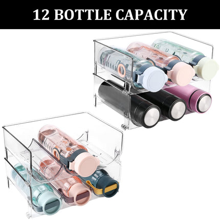 Puricon 2-Pack Clear Stackable Water Bottle/Tumbler Shaker Cup Holder Blender Flask Rack Oganizer for Kitchen Cabinets