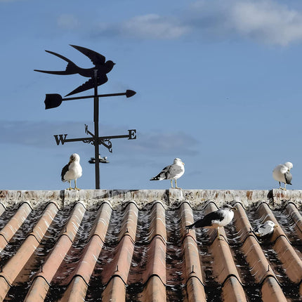 ZAANU Outdoor Garden Roof Farm Yard Weathervane Metal Swallow Wind Direction Indicator with Roof Mount
