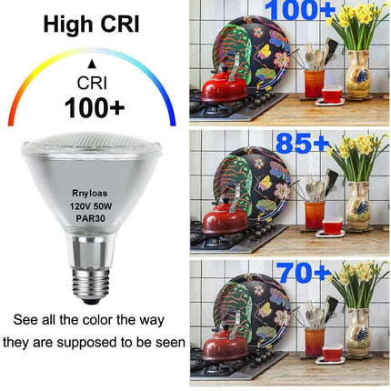 Rnyloas PAR30 Long Neck Halogen Bulb 50W 120V Warm White 2800K E26 Base