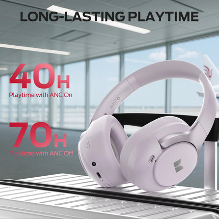 Monster Persona 5th ANC-Wireless Bluetooth Over-Ear Headphones with Microphone, 70H Playtime, Bluetooth 6.0, Comfortable and Foldable Design(Purple)