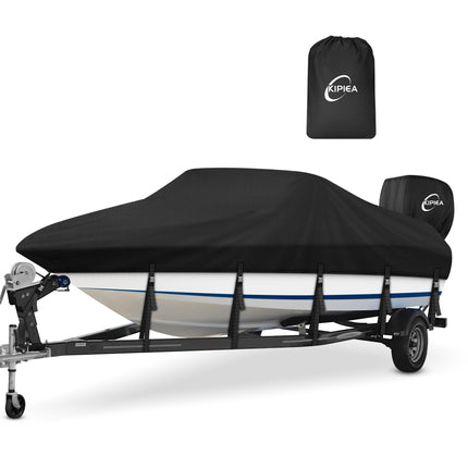 KIPIEA 14'-16'L beam width up to 68"W Trailerable Boat Cover, A6-TS10 BLACK