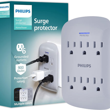 PHILIPS Home Power 6 Surge Protector Outlet Extender, 900 Joules