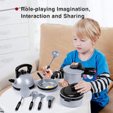 22 PCS Pretend Cooking Set, Kids Kitchen Toy with Play Food for Toddlers, Cookware Playset with Pots and Pans and Utensils, Kitchen Playset Accessories T58