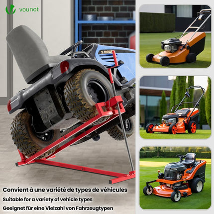 VOUNOT Ride on Lawn Mower Lift Jack, Telescopic Maintenance Jack for Lawn mowers and Garden Tractors, Weight Capacity 880 Lbs, Red #C5