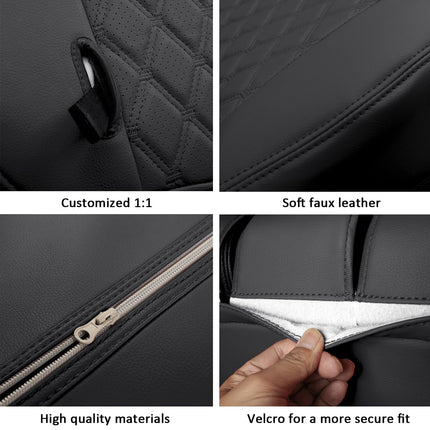 GIANT PANDA Customized Car Seat Covers for Jeep Wrangler 4 Door JK Unlimited Sahara Sport Rubicon X 2008 2009 2010, Faux Leather, Black