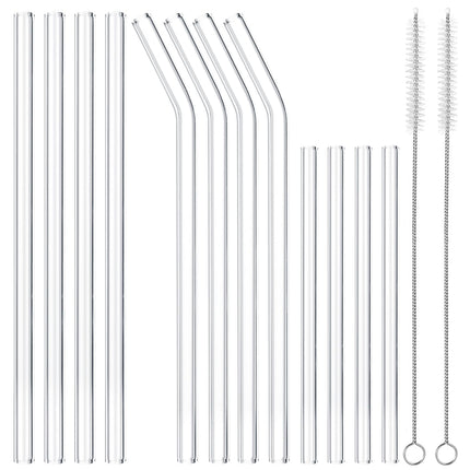 CARILI 12 Pack Reusable Straws Set with 2 Cleaning Brushes for Smoothie, Juices, Coffee