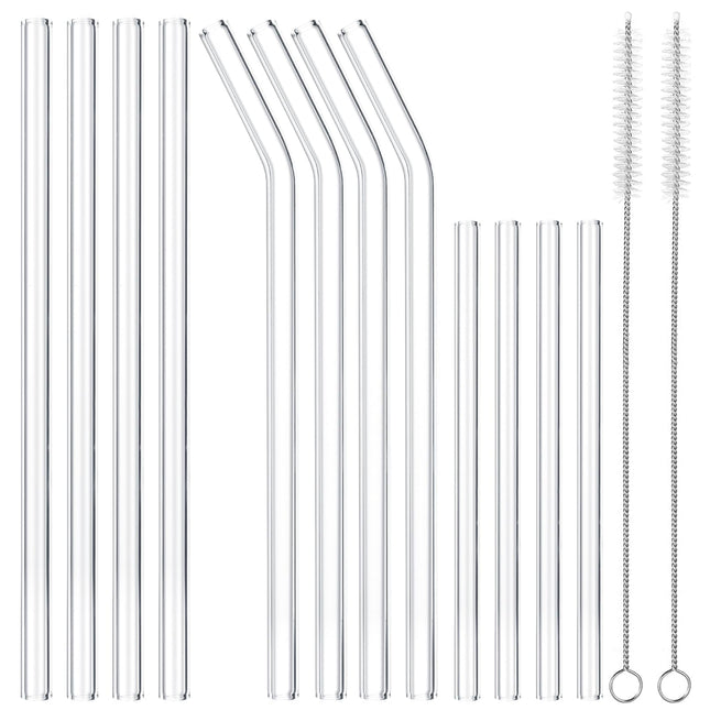 CARILI 12 Pack Reusable Straws Set with 2 Cleaning Brushes for Smoothie, Juices, Coffee