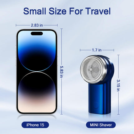 LVTEL Men's Mini Portable Electric Shaver, One-Button Use, BLUE