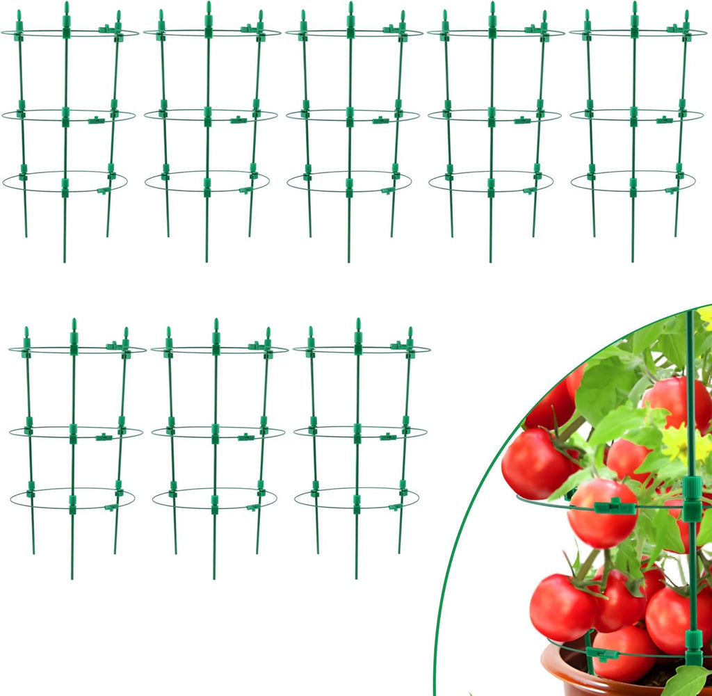 Sinimaka Upgrade Tomato Cage, 18 Inches 8 Pack Small Tomato Plant Support Cages