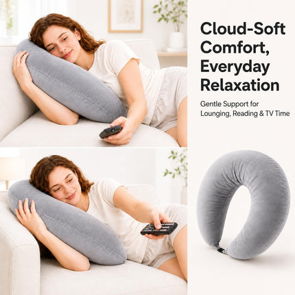 Gaming Pillow Arm Support Pillow for Bed & Sofa: Ergonomic U-Shaped Lap Pillow with Elbow Rest for Adults & Kids - Reduces Arm Pain & Fatigue During Gaming, Reading, Working & Crocheting