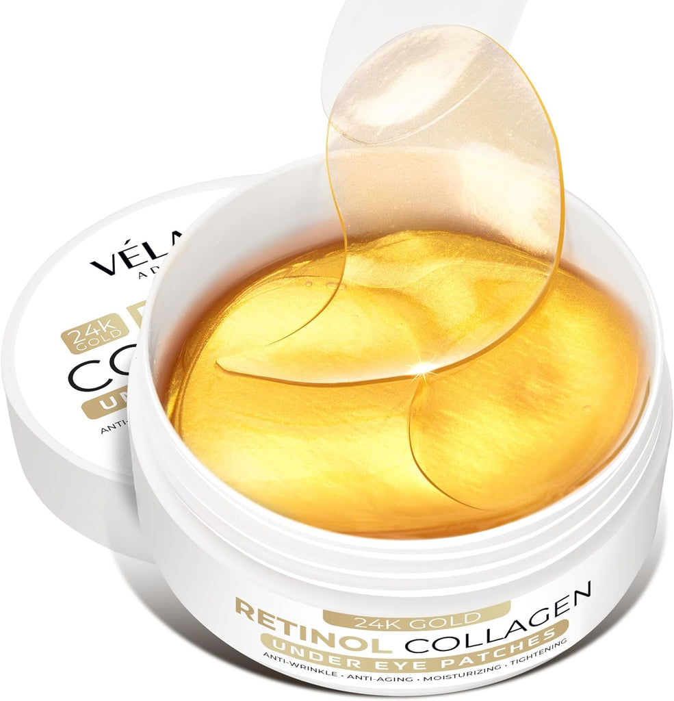 Under Eyes Patches for Dark Circles: 24K Gold Under Eye Mask for Puffy - Retinol Patchology Eye Patches for Wrinkles and Dark Circles Puffiness- Collagen Under Eye Bags Treatment
