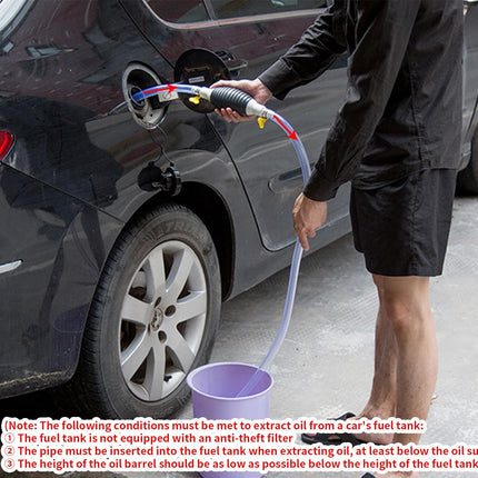 Guiqulai Siphon Pump Kit of 7 Pcs, Fuel Transfer Pump for Gasoline Gas Fluid Fuel Fish Tank, Manual Hand Pump with 2 M Siphon Hose Airbag, Stop Valve, Hose Fastener