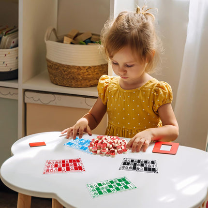 Kisangel Russian Bingos Chess Toy Educational Logical Game with 48 Cards 90 Pieces Portable Lightweight Bingo Set for Kids Family Hand-Eye Coordination Concentration Training