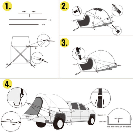 VEVOR Truck Tent 6.5 ft, Truck Bed Tent, Pickup Tent for Full Size Truck, Waterproof Truck Camper, 2-Person Sleeping Capacity, 2 Mesh Windows, Easy to Setup Truck Tents for Camping, Hiking, Fishing