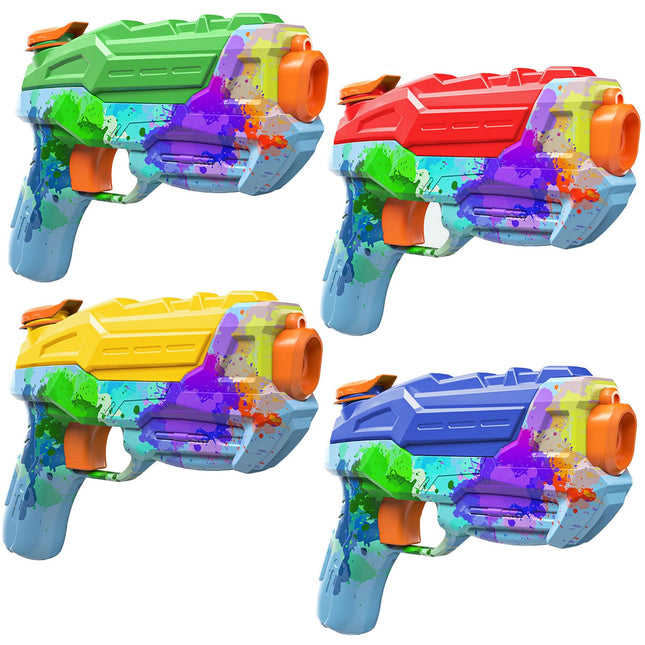 ZEBNYYA 4 Pack Water Gun for Kids, Watercolor Squirt Gun with Trigger Super Water Blaster Soaker Squirters Toys, Long Range Water Pistol Gun for Summer Outdoor Pool/Beach/Yard/Party Play