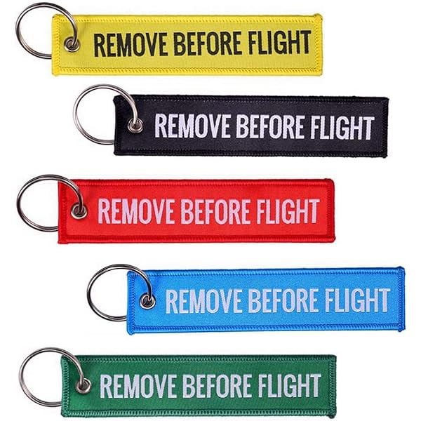 LzTech 5 Pack Graduation Gift Remove Before Flight Double Sided Embroidered Fabric Keychain Ring Key Chain Aviation ATV UTV Motorcycle Pilot Crew Tag Lock Friendship Students