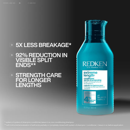 Redken 300ML Extreme Length Conditioner | Infused With Biotin and Castor Oil | Promotes Healthy Hair | Fortifies, Strengthens & Conditions Hair
