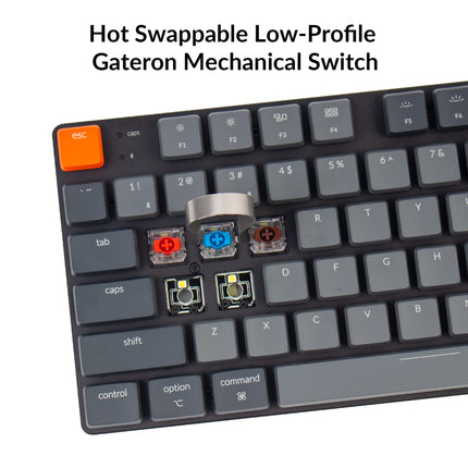 Keychron K1 SE, 87 Keys Ultra-Slim Wireless Bluetooth/USB Wired Mechanical Keyboard with White LED Backlit, Hot Swappable Low-Profile Gateron Mechanical Blue Switch Compatible with Mac Windows