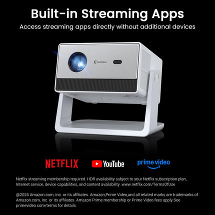 New Open HAPPRUN 1500 ANSI 4K Decoding Outdoor Projector with Built-in Streaming App
