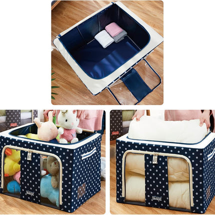 Oxford Fabric Storage Box with Steel Frame,Foldable Stackable Container Organizer