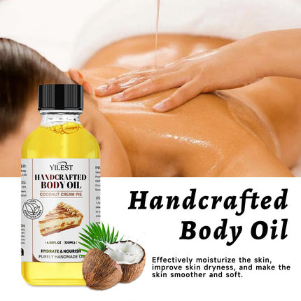 Organic Coconut Oil Body Oil for Dry Skin - Sweet Almond & Coconut Oils Blend, Moisturizing, Nourishing & Aromatic Skin Care Treatment for Women & Men, Hydrating & Non-Greasy (4.06FL.OZ, Organic Coconut)