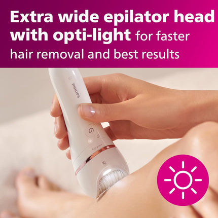 (New Open)Philips Epilator Series 8000, Wet & Dry Epilator for Legs, Body & Feet, BRE740/14