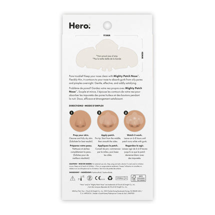Hero Cosmetics Mighty Patch Nose – Hydrocolloid Nose Strips for Pores & Pimples, Absorbs Gunk and Oil, Improves the Look of Pores , 10 Count