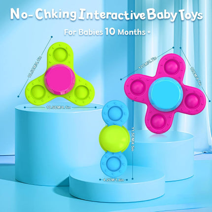 Guibola Suction Cup Spinners Toys for Toddlers 1-3 (Pack of 3), Bath Toys for 1 2 Year Old Boys/Girls, Sensory Toys for Babies 10-12 Months, Fidget Travel Toys for Kids 4-8 Years Old