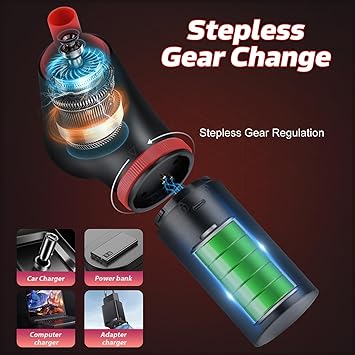 BGGUANG Compressed Air Duster,Continuously Variable Speed to 100000RPM Rechargeable Electric Air Duster Portable Air Blower, Cordless Air Duster for Computer Keyboard Swimming Ring 7000mAh Fast Charge